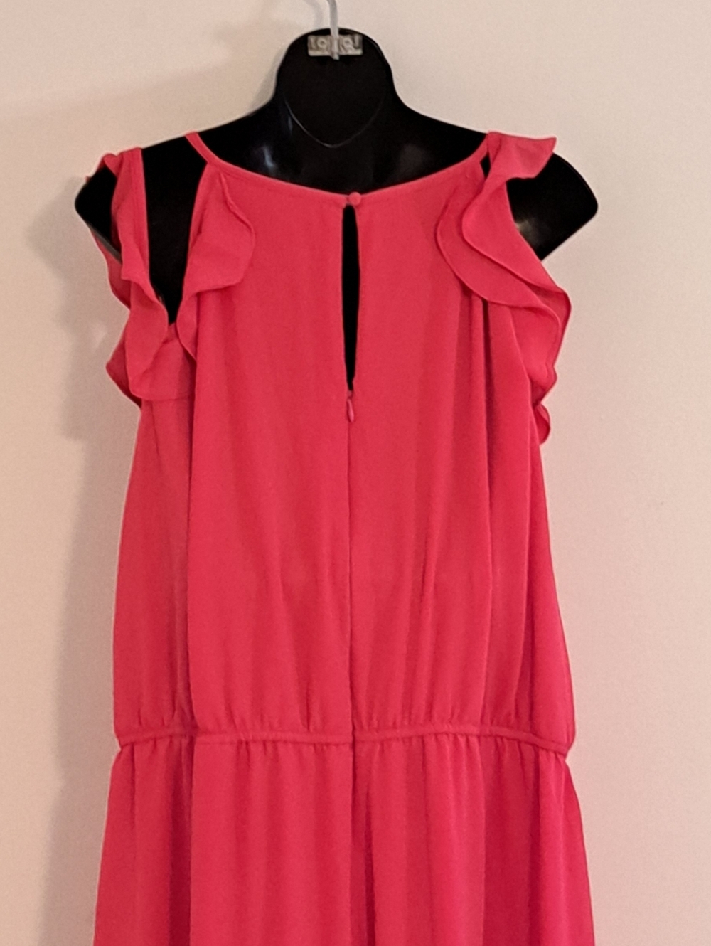 Lane Bryant Coral Wide-Leg Ruffle Front Accent Cold Shoulder Jumpsuit Size 22 - Picture 11 of 11
